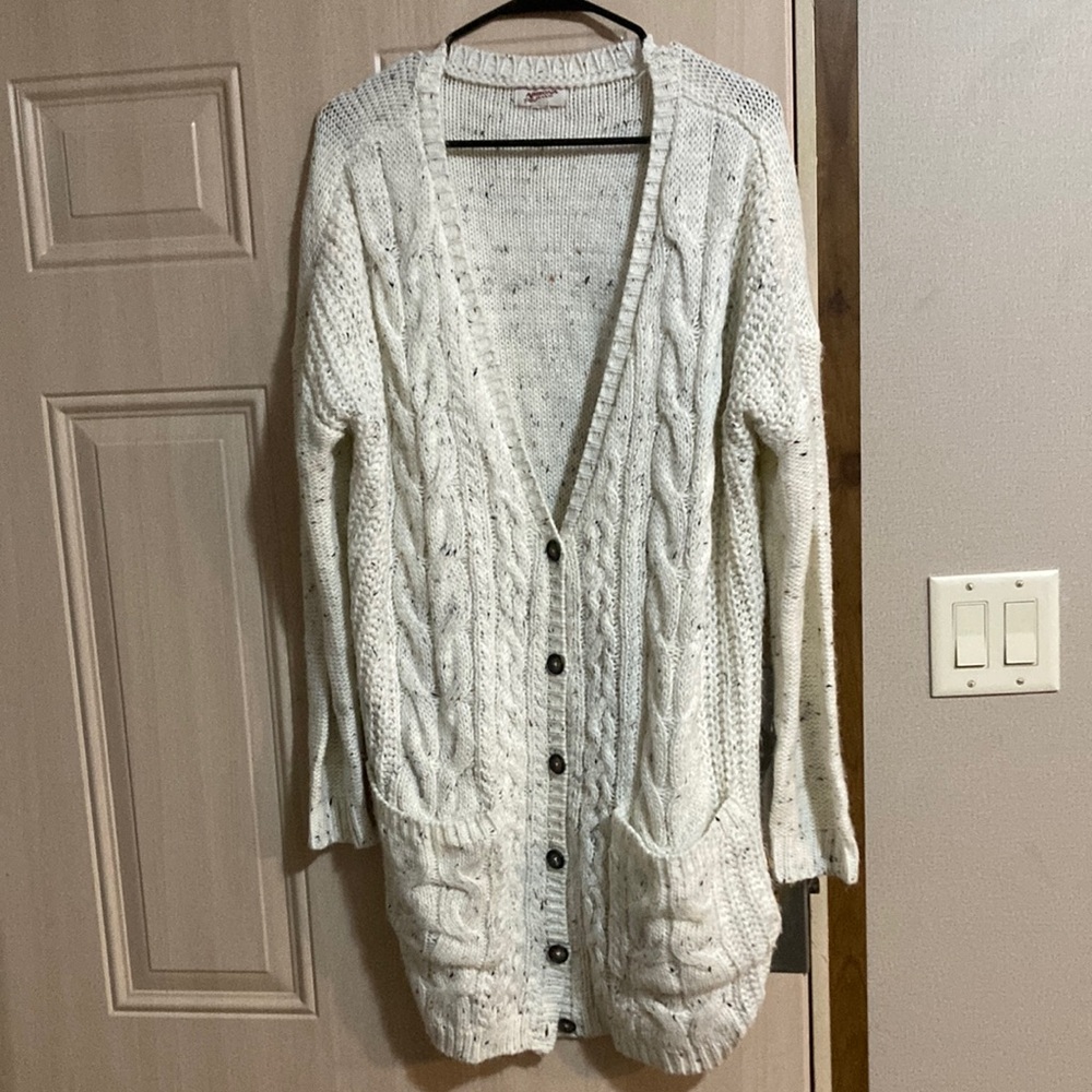 Cozy White Cable Knit button up Cardigan
